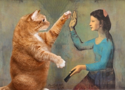Пабло Пикотсо, Девушка с веером, играющая с котом,