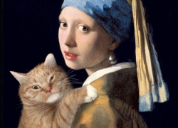 Johannes Vermeer, Girl with a Pearl Earring and a Ginger Cat