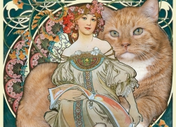 Alphonse Mucha, Reverie with a cat
