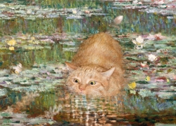 Claude Monet, Bathing under the Bridge over a Pond of Water Lilies