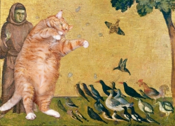 Giotto Di Bondone, The Cat, preaching to the birds