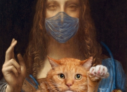 Leonardo da Vinci, Salvator Mundi, cum suo Felis