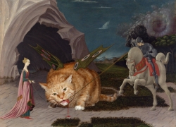 Uccello, Saint George feeds the Winged Cat with organic food