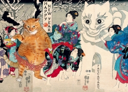 Утагава Куниеси, Толстый кот и Снежный кот