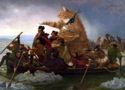Emanuel Leutze,  “Washington Crossing the Delaware in a boat piloted by the Fat Cat”