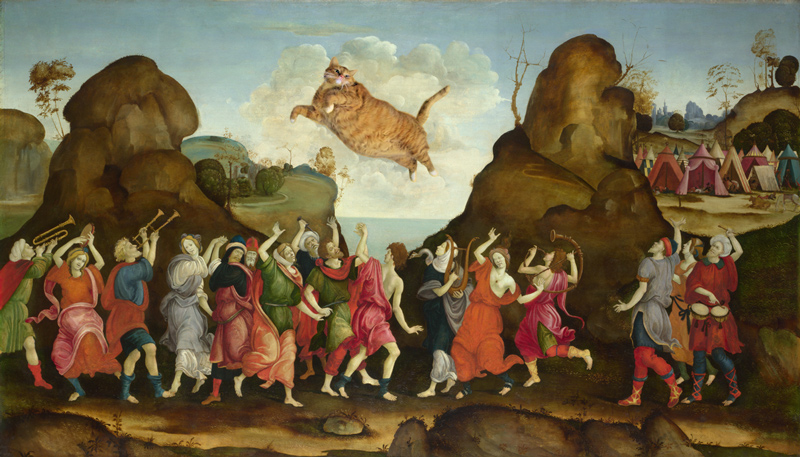 Filippino Lippi. The Worship of the Golden Cat, panoramic Филиппино Липпи, Всенародное поклонение Золотому Коту