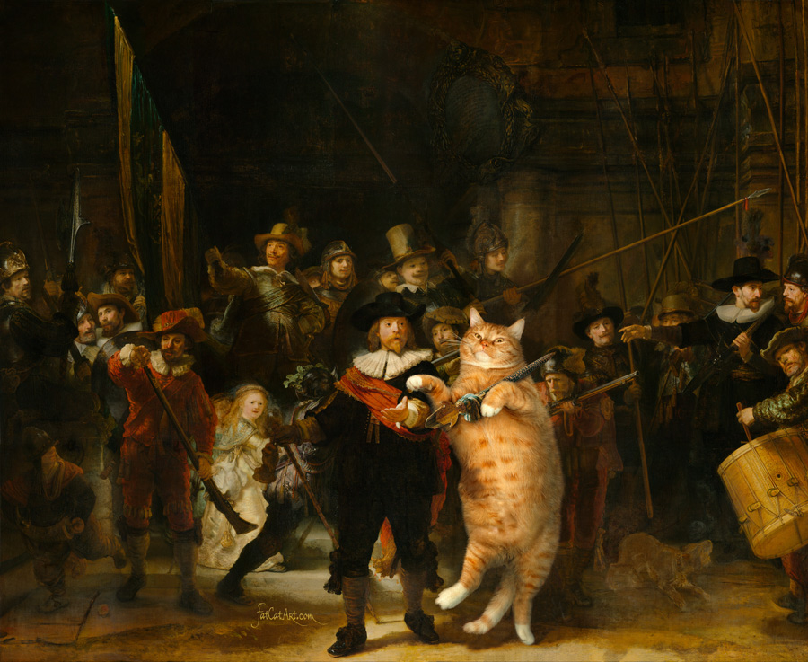 Rembrandt Harmenszoon van Rijn, The Night Watch (Company of Frans Banning Cocq and the Cat) Rembrandt Harmenszoon van Rijn, The Night Watch (Company of Frans Banning Cocq and the Cat)