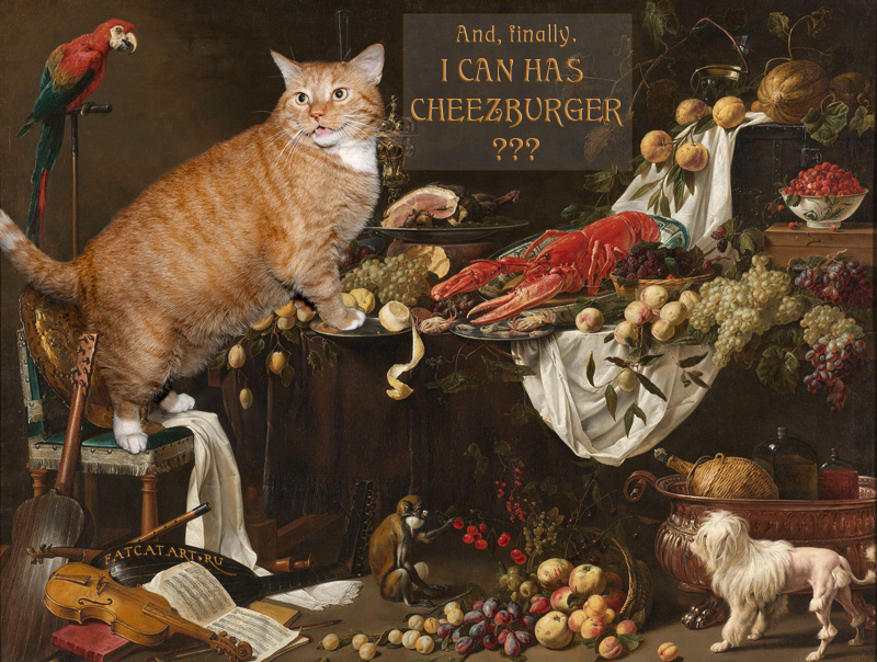 Adriaen van Utrecht, I CAN HAS CHEEZBURGER? 1644  Адриан ван Утрехт, А можно мне чизбургер? 1644