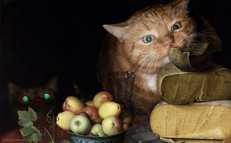 Флорис Ван Дейк, Натюрморт с сырами и котами