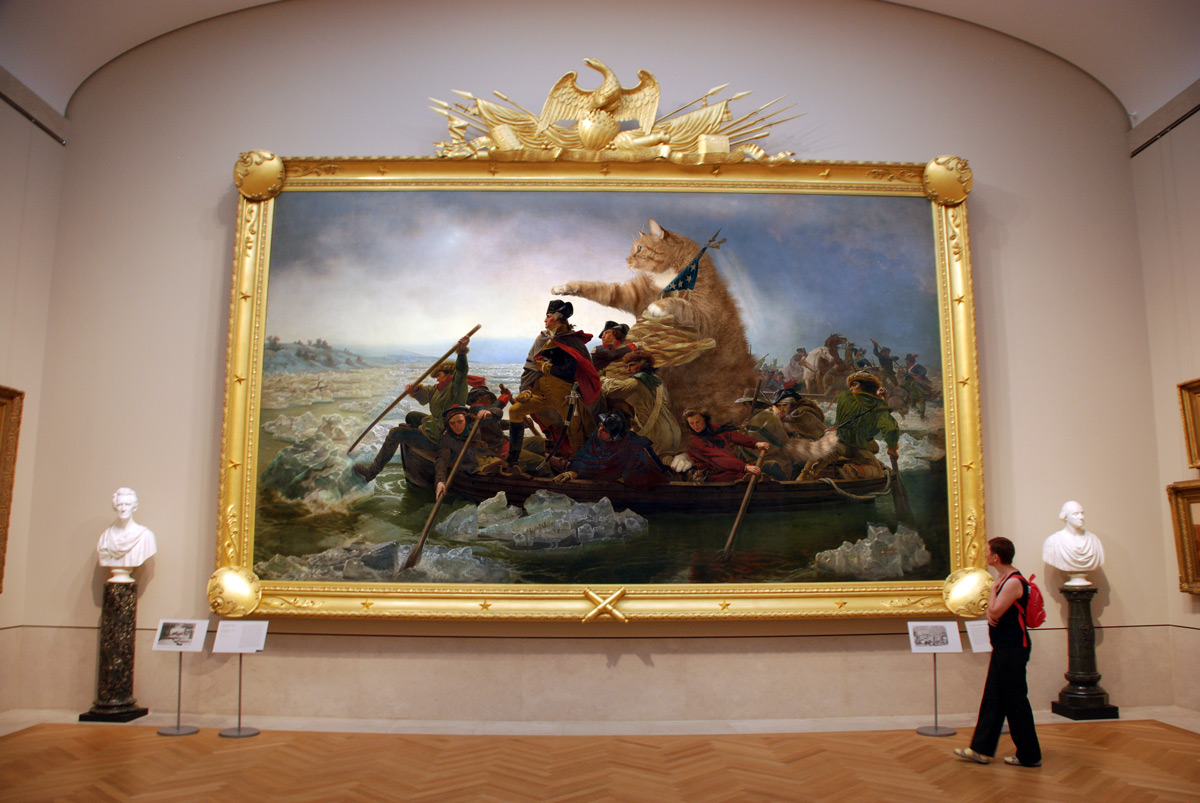 Emanuel Leutze’s “Washington Crossing the Delaware”’s catified version at the secret room, thanks to Adavyd