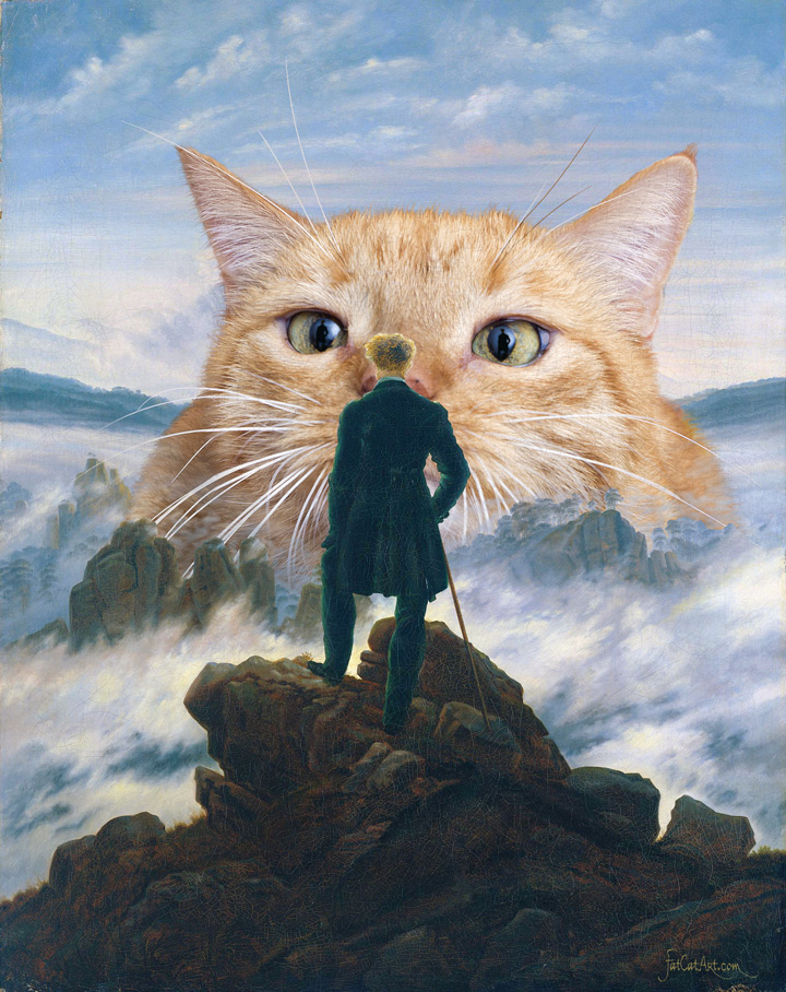 Caspar David Friedrich, Wanderer and the cat from the sea of fog
