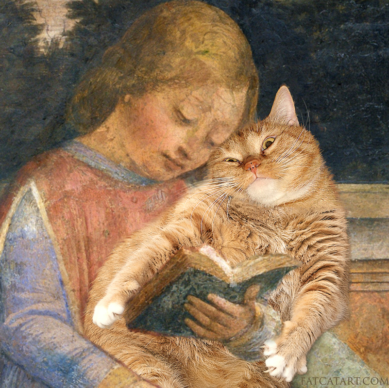 Vincenzo Foppa, Young Cicero reading to his cat, detail